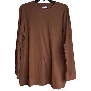 Tommy John Womens XL‎ Mink Brown Brush Ribbed Long Sleeve Tee NWT